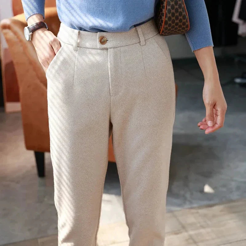 High-Waist Wool Harem Pants