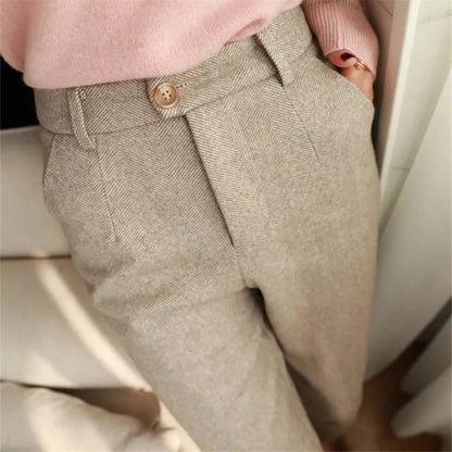 High-Waist Wool Harem Pants