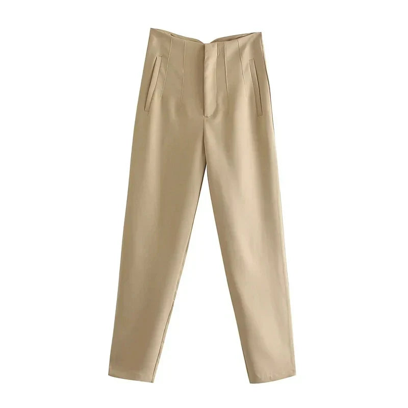 High-Waist Casual Office Pants