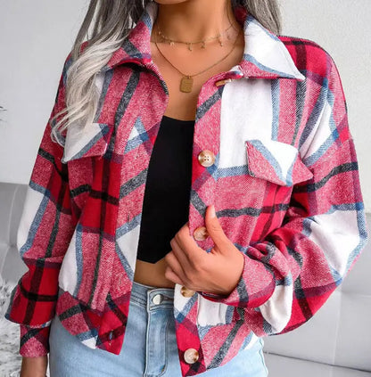 Women's Thick Plaid Overshirt Jacket