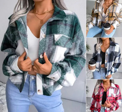 Women's Thick Plaid Overshirt Jacket