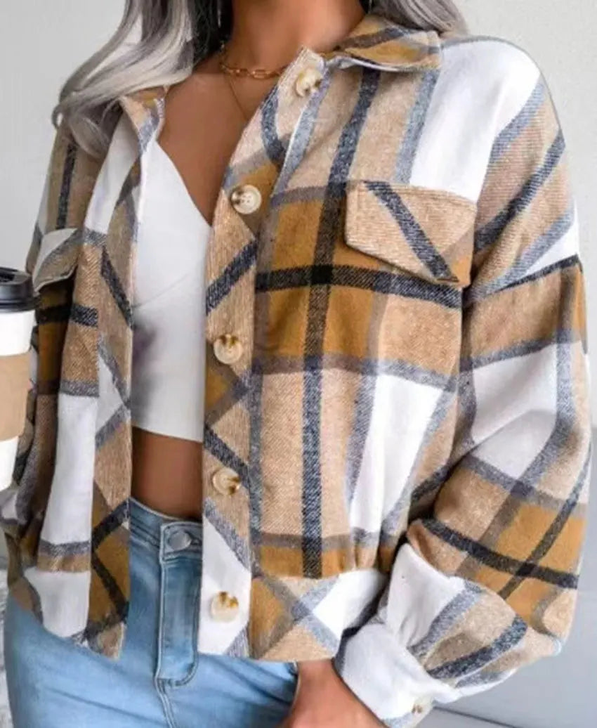 Women's Thick Plaid Overshirt Jacket